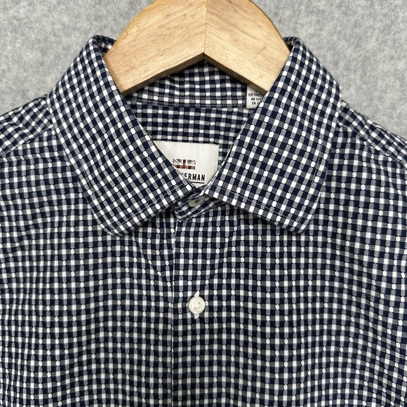 Ben Sherman Shirt Mens 15.5/34-35 Blue Gingham Check Stretch Button Down LS (K) - Picture 1 of 10